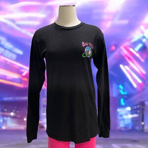 Buc-Ees S Long-Sleeve Black Graphic Tee "Out Of This World" Alien Cartoon Design